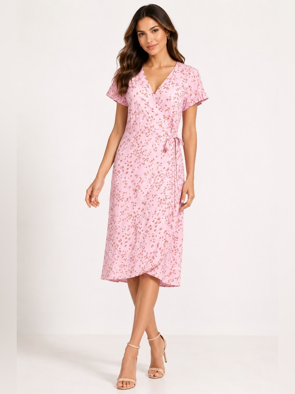 Joie Bethwyn Floral Wrap Midi Dress Purple Ruffle Sleeve Size S NWT